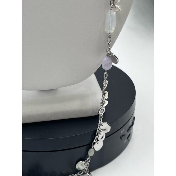 Stella & Dot Silver Baubles Freshwater Pearls Fringe Agate Long Necklace 36”‎ - Picture 6 of 10